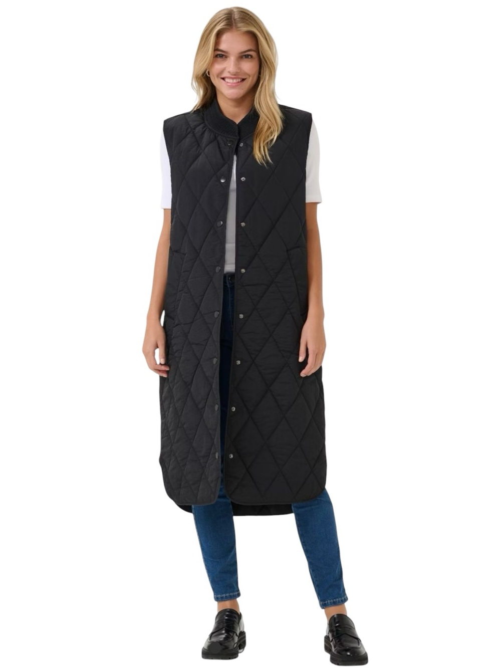 Kaffe Lorena Black Quilted Gilet Vest Size 36